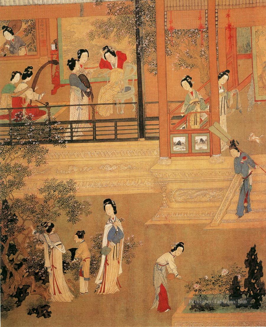 dames dans le Palais vieille Chine à l’encre Peintures à l'huile